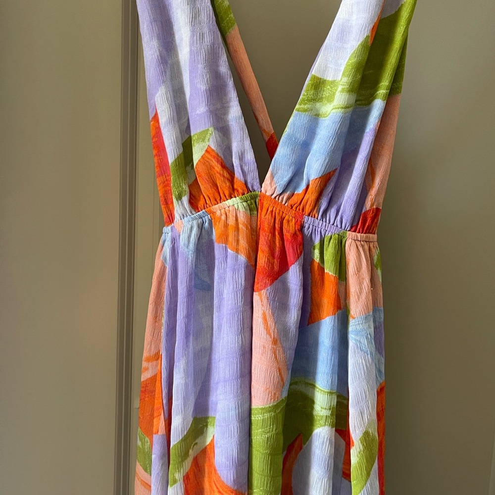 Meet Me in Santorini Women's Multicolor High-Low Maxi Dress - Picture 4 of 7
